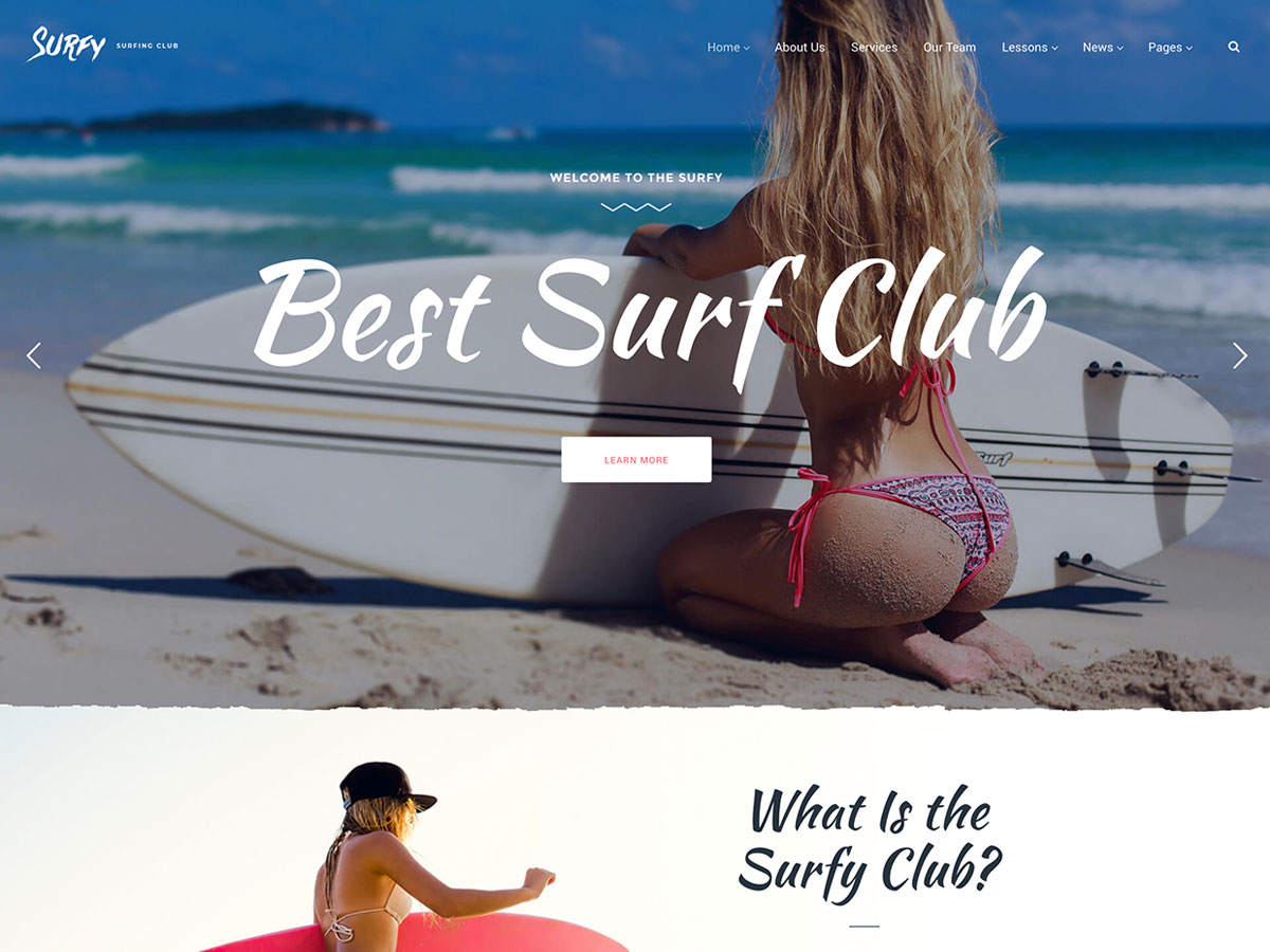 Surfy - For Surf School Lessons and Surf Clubs WordPress Theme