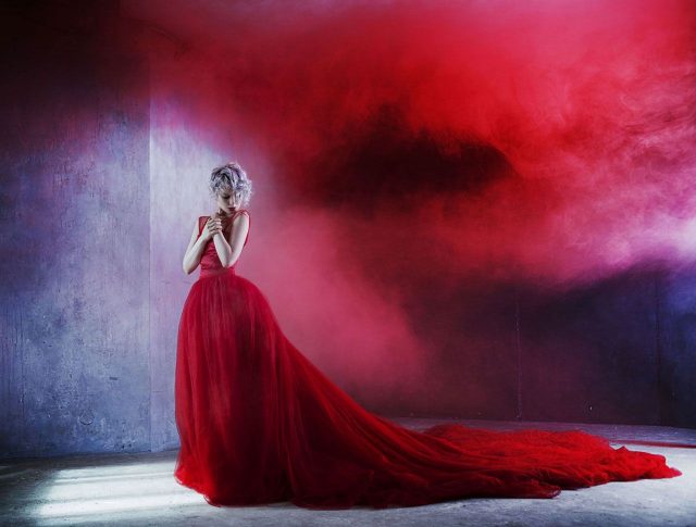 Magnificent Woman In Red Dress