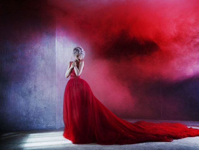 Magnificent Woman In Red Dress