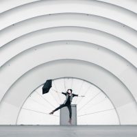 Dancing with umbrella
